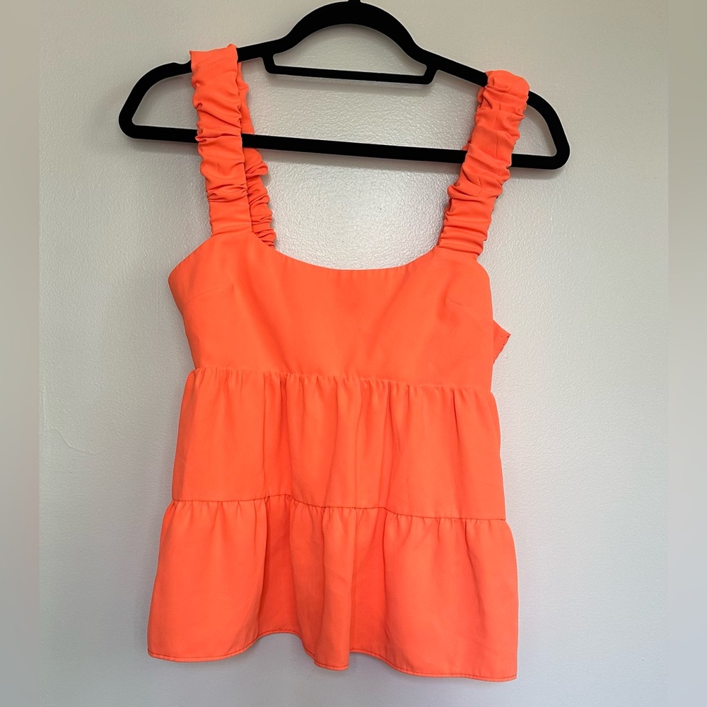 Amanda Uprichard Neon Orange Tank Top